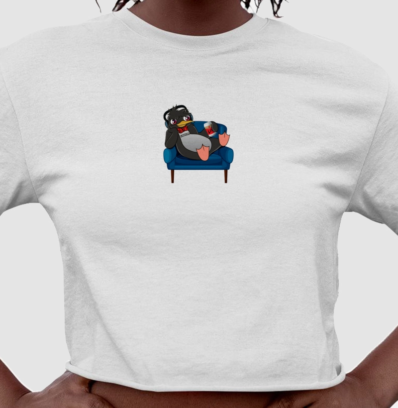 Camiseta Cropped LINUXtips Pinguim Descansando