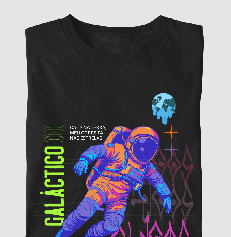 Camiseta "Corre Galáctico" - Meu Corre Tá Nas Estrelas