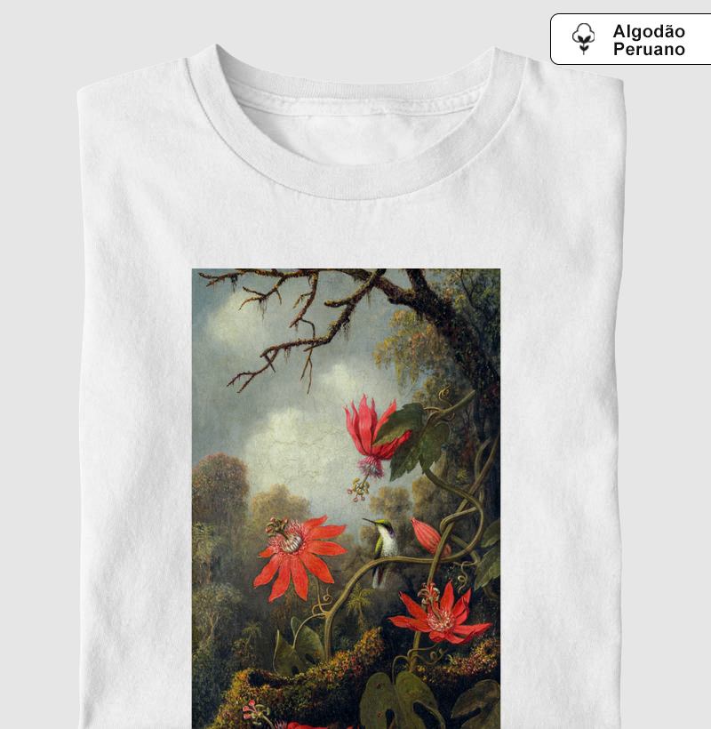 Hummingbird and Passionflowers