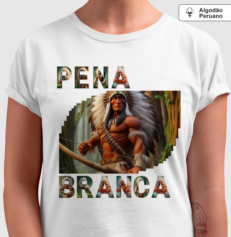 Camiseta Algodão Peruano - Premium - Caboclo Pena Branca