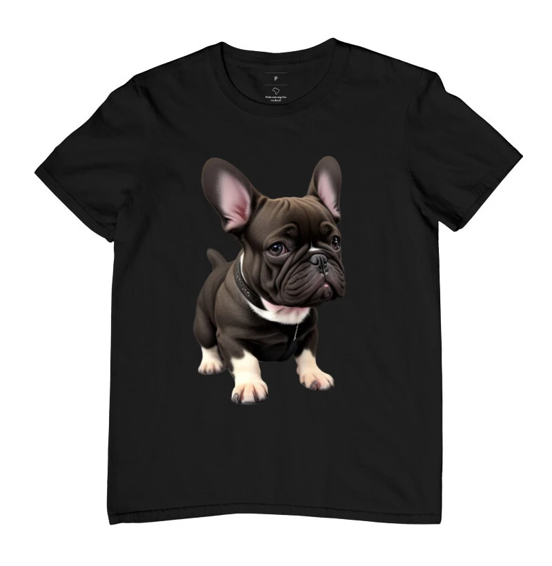 Camiseta Buldogue Francês preto e branco 