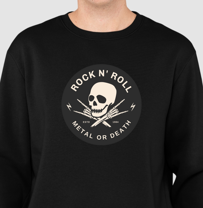 Rock N’ Roll Metal or Death: Moletom Slim - Estilo e Atitude para Fãs do Metal