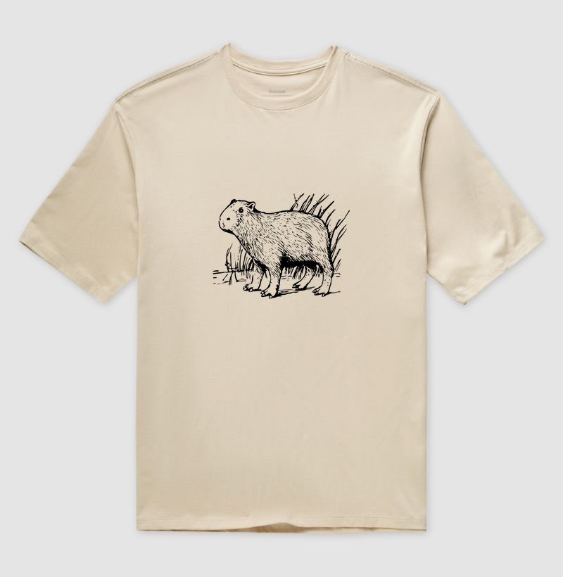 Camiseta Oversized Animalis 100% Algodão Capivara 
