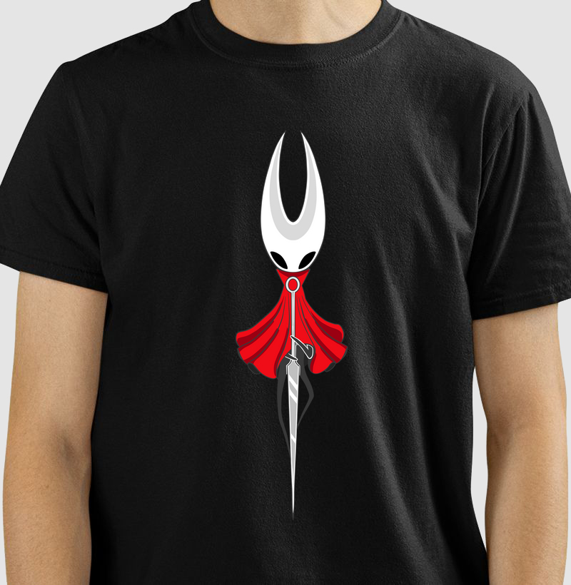 Algodão Premium “Hollow Knight Silksong – Hornet & Needle” – Minimalista Vermelha (PP ao 4G)