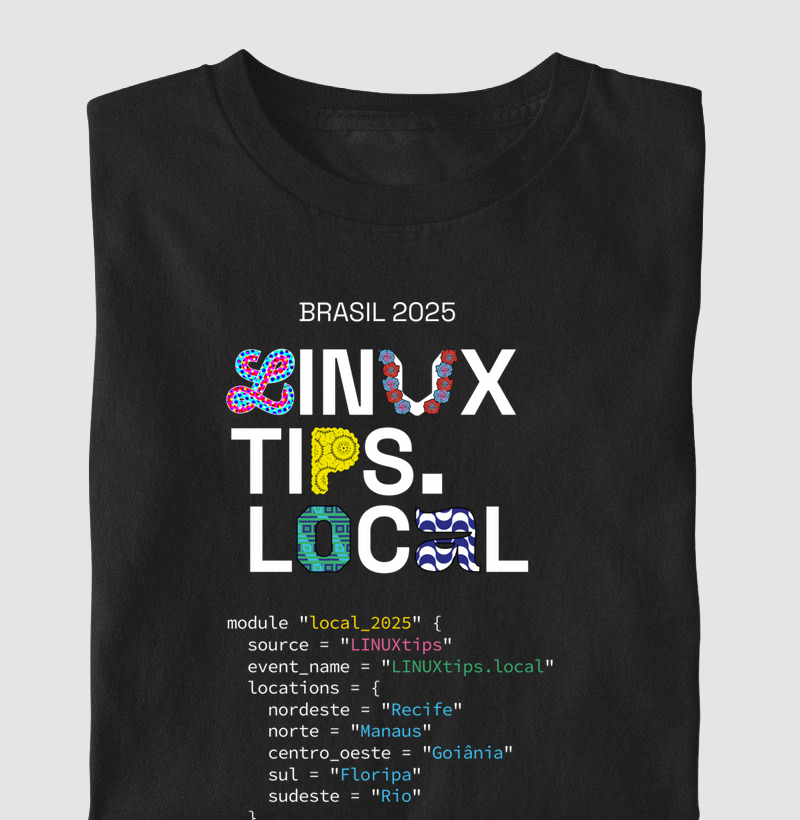 T-Shirt LINUXtips local - Edição Limitada