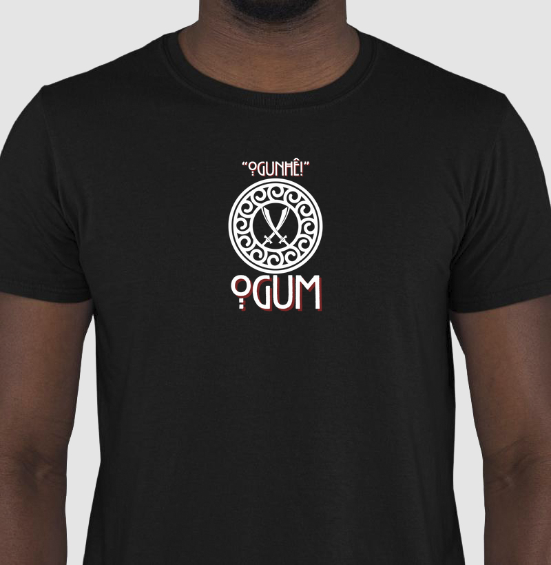 Camiseta Ogunhê Ogum Sombreada Preta Masc.