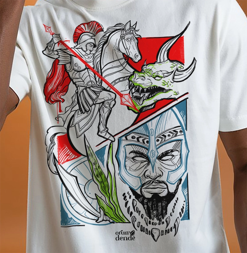 Camiseta Força de Fé: São Jorge & Ogum
