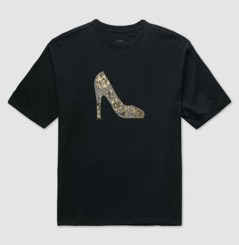 Scarpin floral dourado
