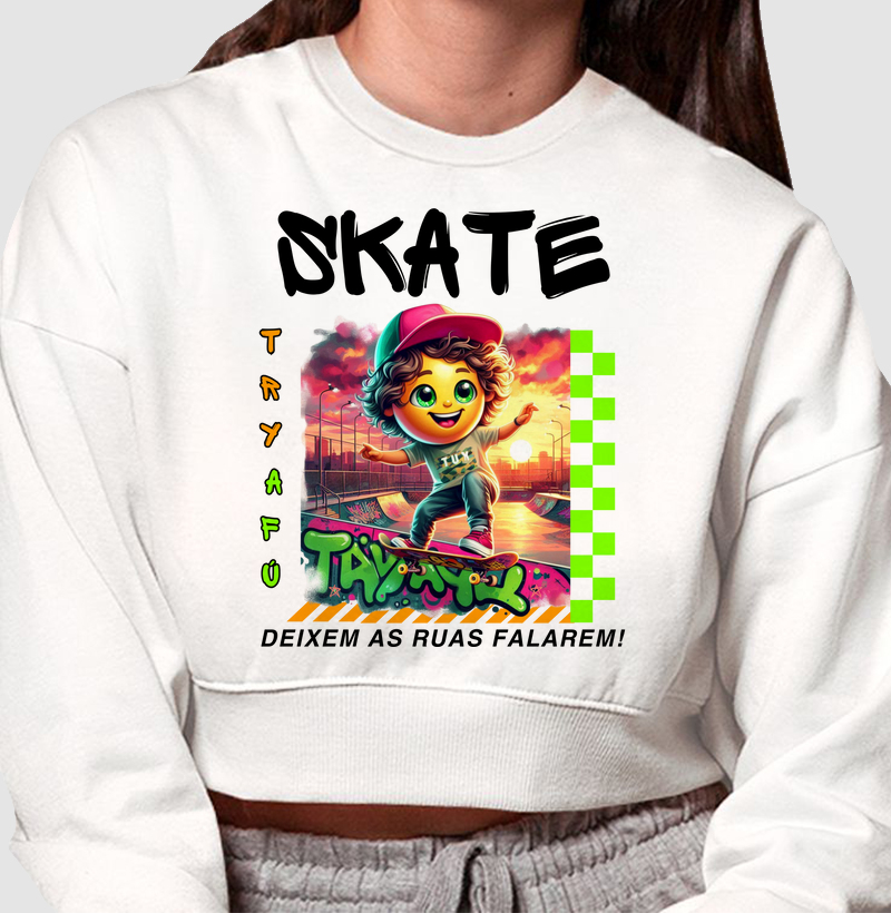 🔥💥 Cropped Moletom Estampa Exclusiva Try Afú - "Deixem as Ruas Falarem" - Estilo e Atitude nas Ruas! 🔥