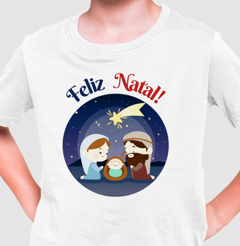 Camiseta Infantil Feliz Natal 100% Algodão