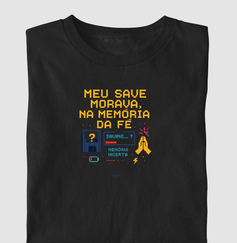 RetroPhrase Meu Save Morava na Memória da Fé