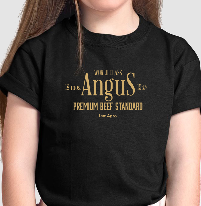 Camiseta infantil Angus Rótulo - Padrão de Carne Premium