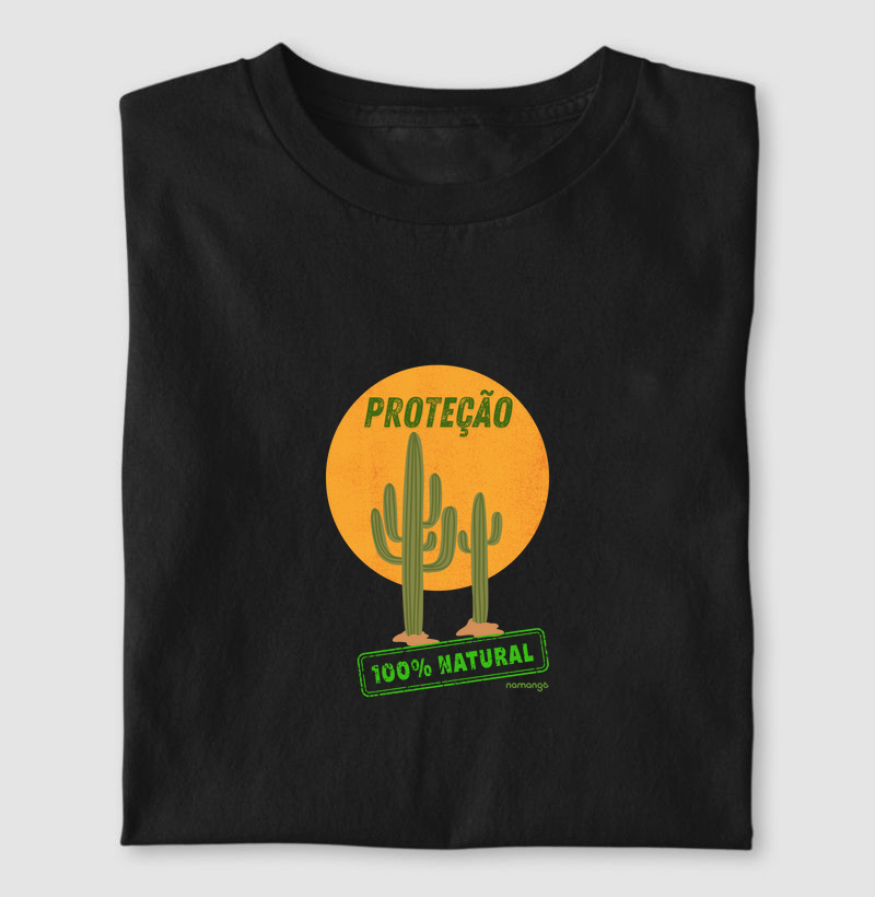 Camiseta Cacto Proteção Natural – Estampa de Cactos - Na Manga