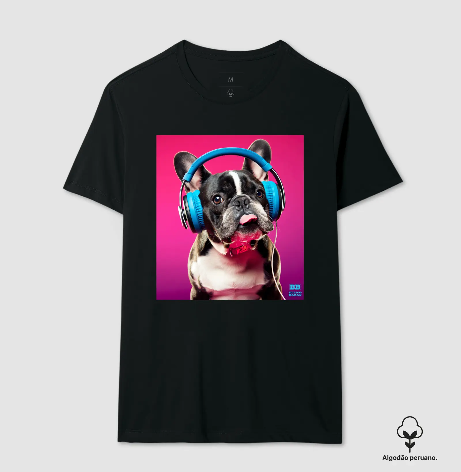 Camiseta Premium Bulldog Frances "Headphones"