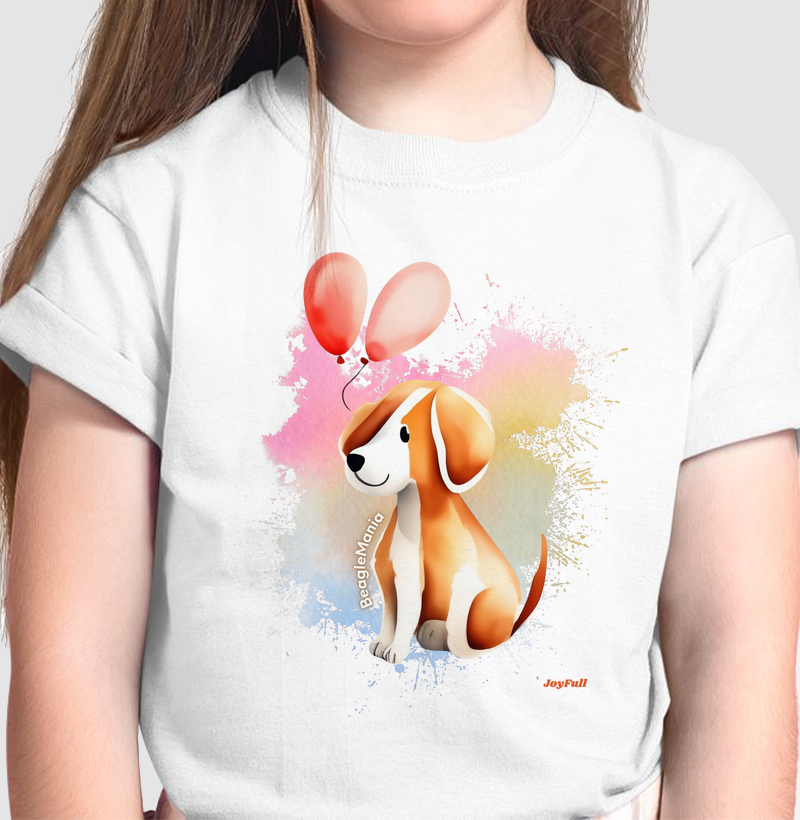 Camiseta Beagle Aquarela Yasmin Fundo Rosa