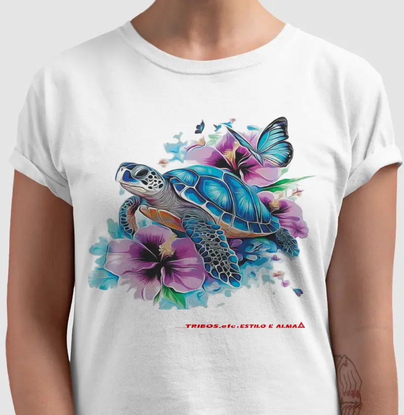 CAMISETA RESERVA.INK MASCULINA E FEMININA TRIBOS.etc TARTARUGA E FLORES