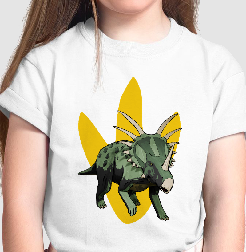 Camisa Algodão Estampada Dinossauro Styracosaurus Premium 