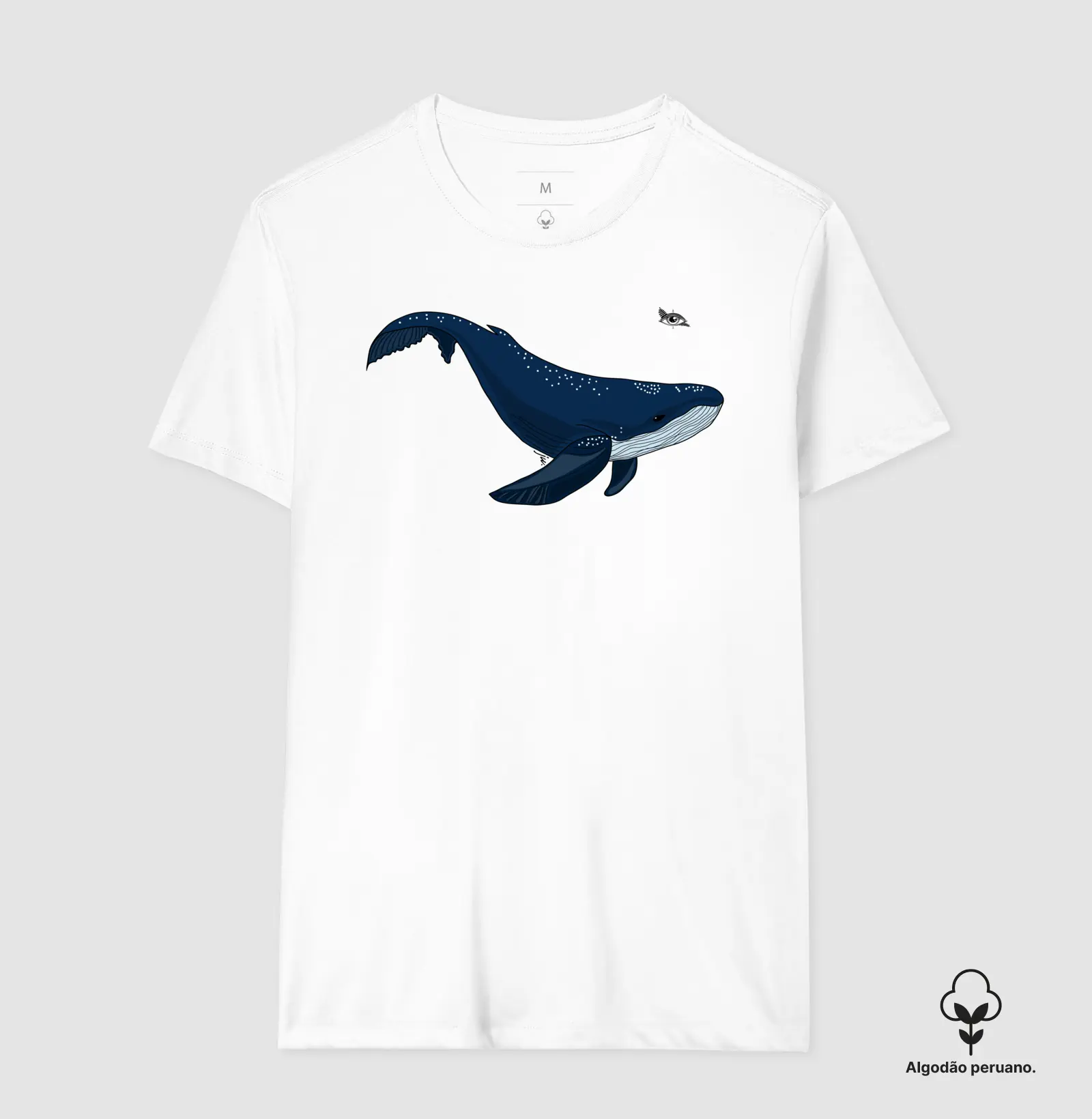 Camiseta  Algodão Peruano Baleia Azul