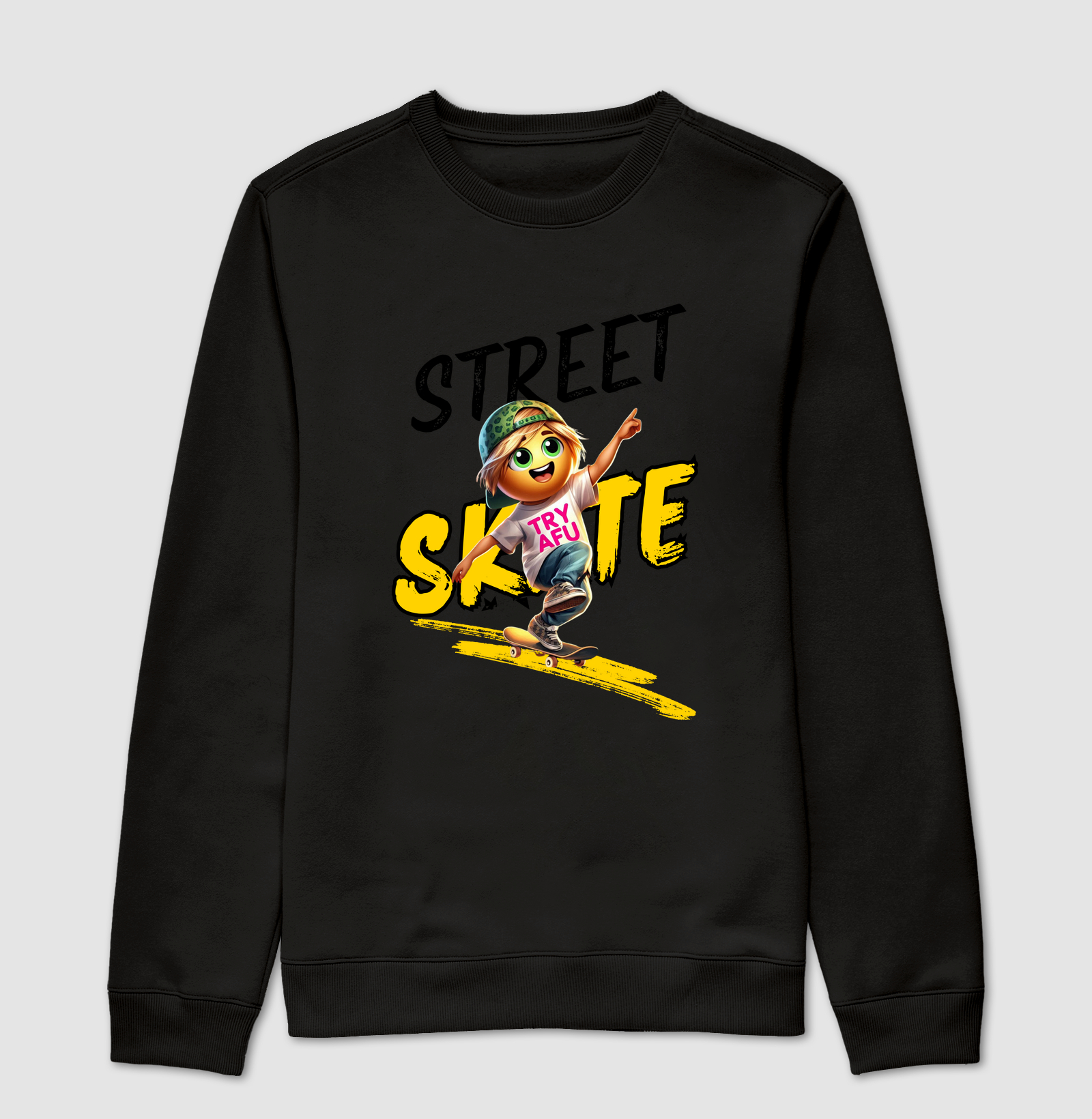 🔥 Suéter Slim "Moletom Careca" Estampa Exclusiva "Try Afú Street Skate" – Estilo, Conforto e Versatilidade! 🔥