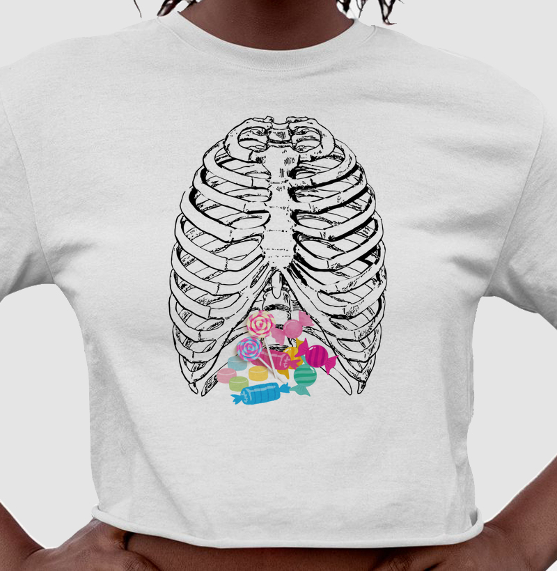 Camiseta cropped Halloween candies