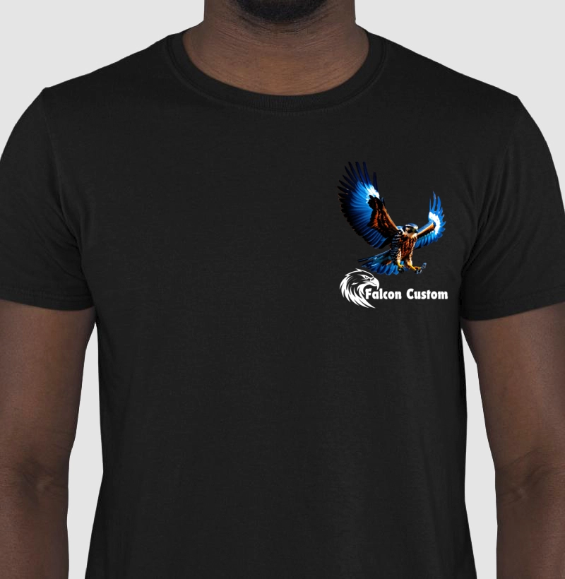 Camiseta Masculina Arquétipo Falcão-Peregrino Colorido Logo Falcon Custom Master Branco