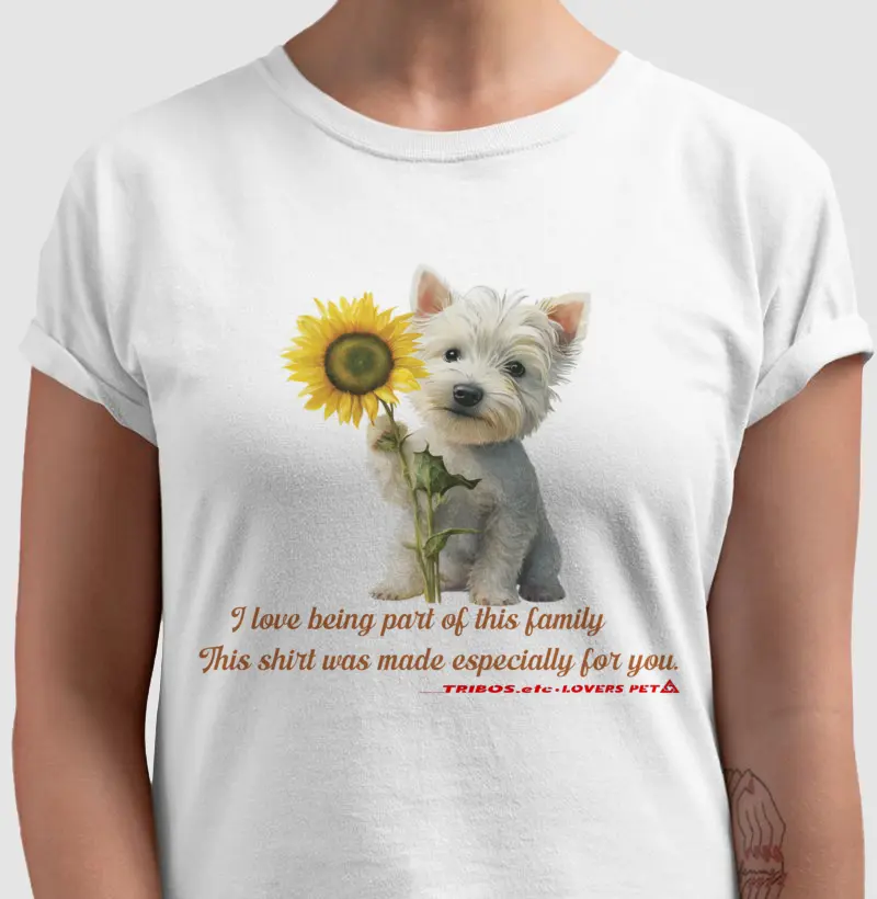 CAMISETA RESERVA.INK MASCULINA E FEMININA TRIBOS.etc PET DOG Sunflower Westie