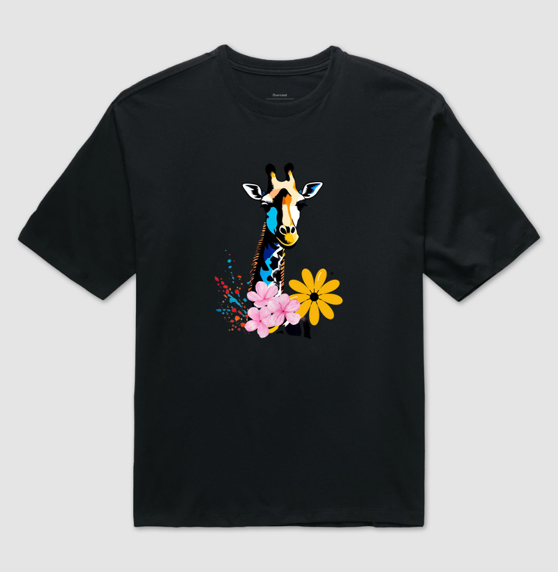 Camiseta Animalis Flores e Selva Oversized 100% Algodão