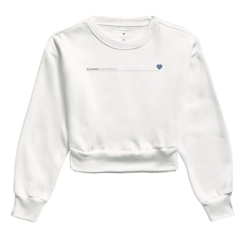 Moletom Cropped Alliance Diamonds - Linha Azul I Branco