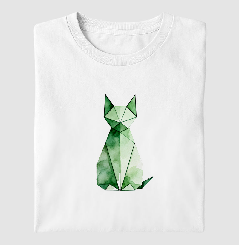Origami Cat Aquarela Verde