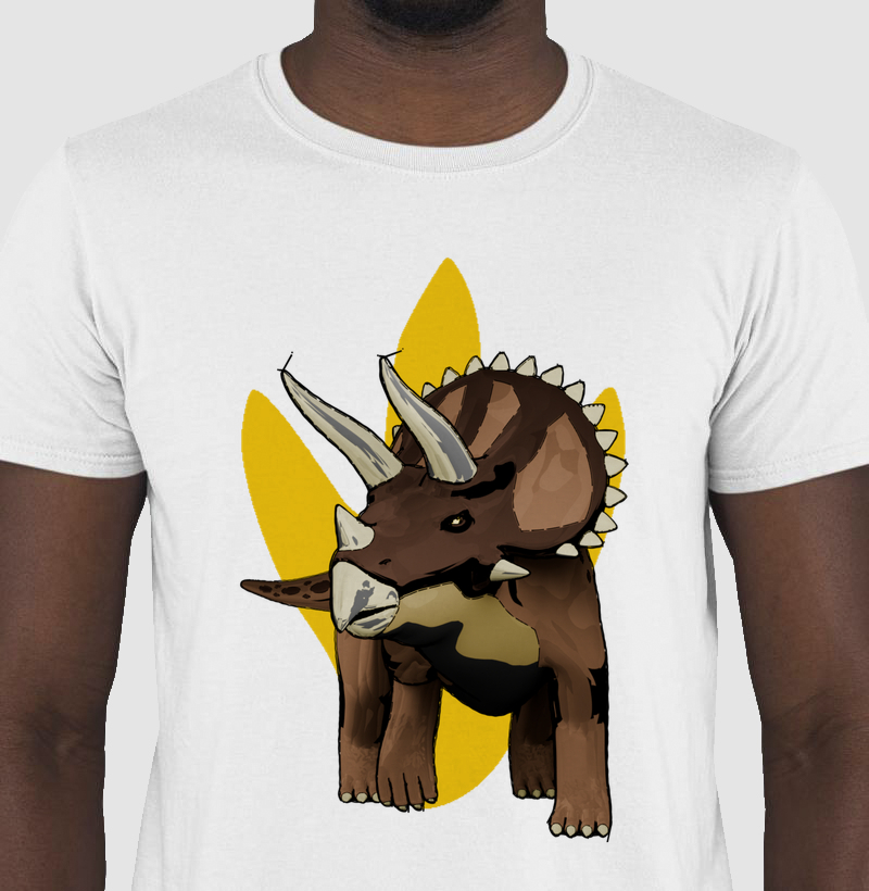 Camisa Algodão Estampada Dinossauro Triceratops Premium