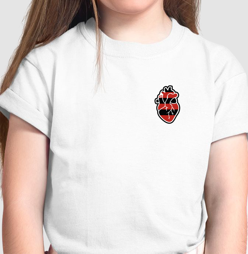 Camiseta Infantil Coração Vermelho e Branco