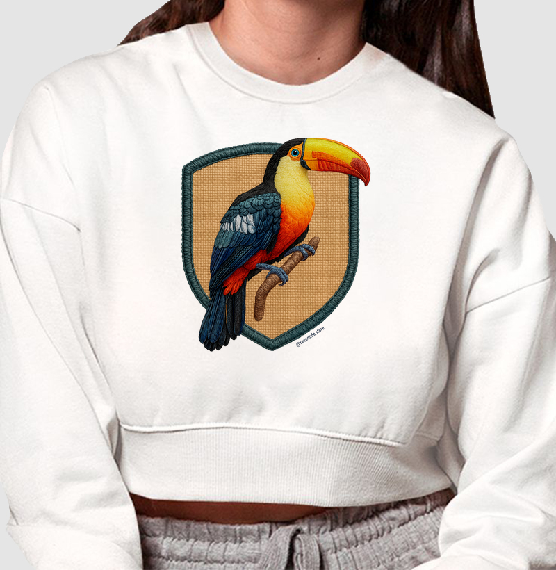Aves em Linha - Tucano - Moletom Cropped