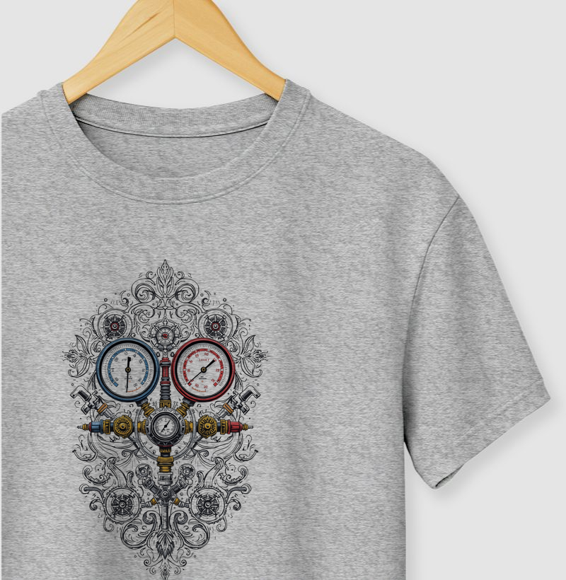 Camiseta Manifold Tribal - Arte Técnica HVAC Climatização