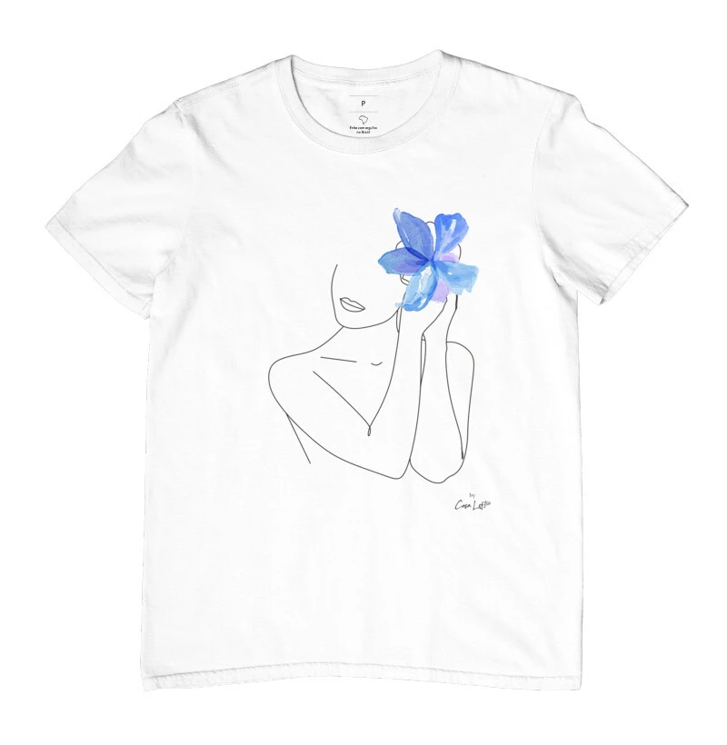 Camiseta Mulher Flor Azul cl320