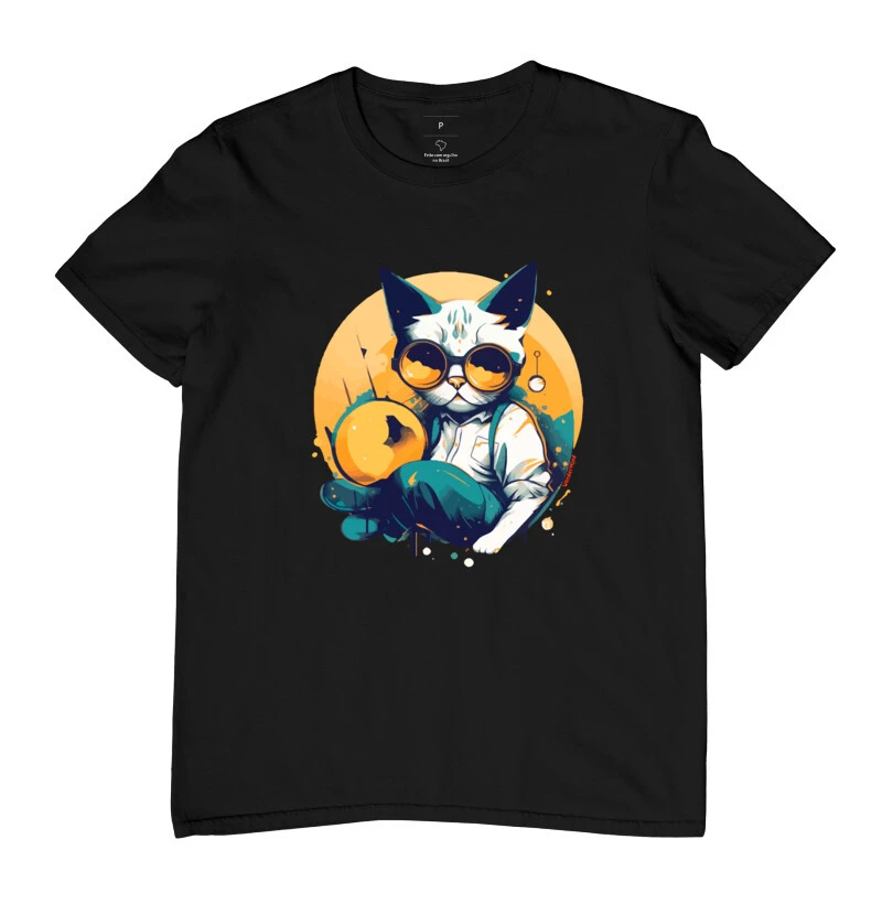 T-shirt Gato de Suspensórios