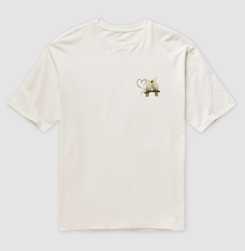 Camiseta Oversized - Apaixonados Cacatuas