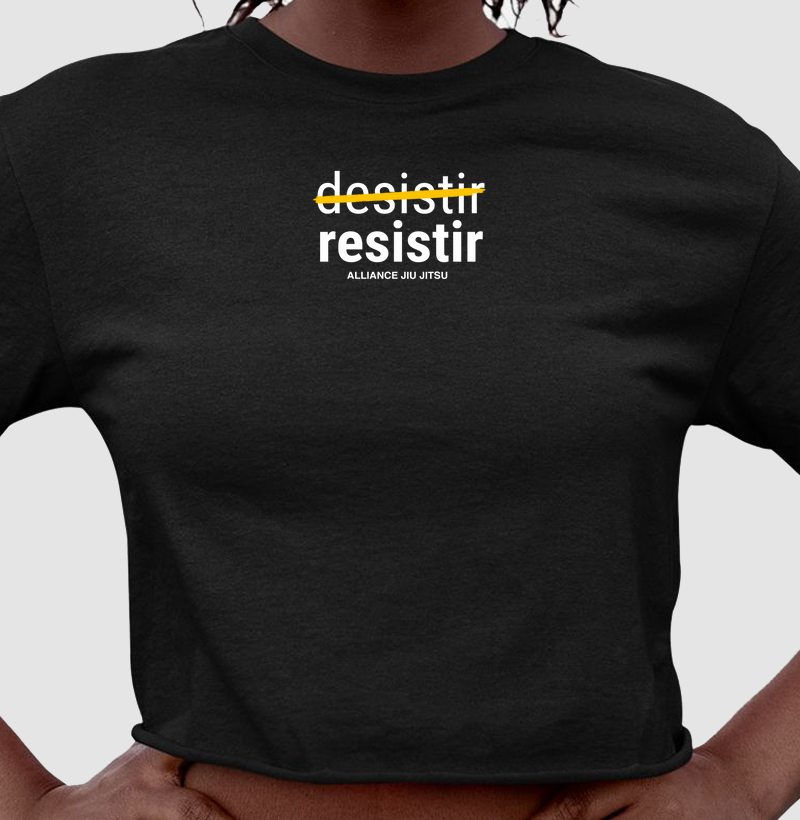 Cropped Resistir pequeno I Preto