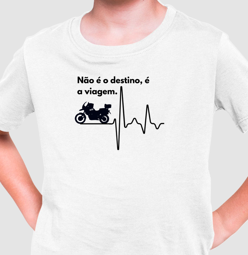 Camiseta Infantil Motociclista Não é o destino, é a viagem - Bigtrail