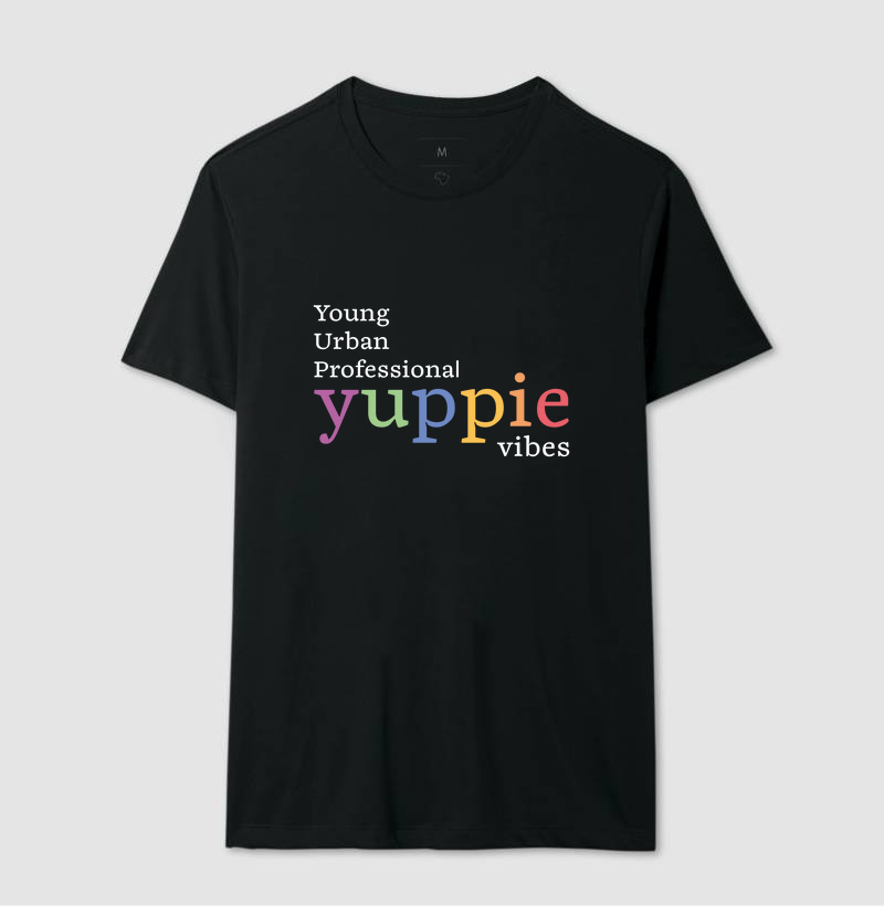 Camiseta Preta - Yuppie Vibes (Colorido)