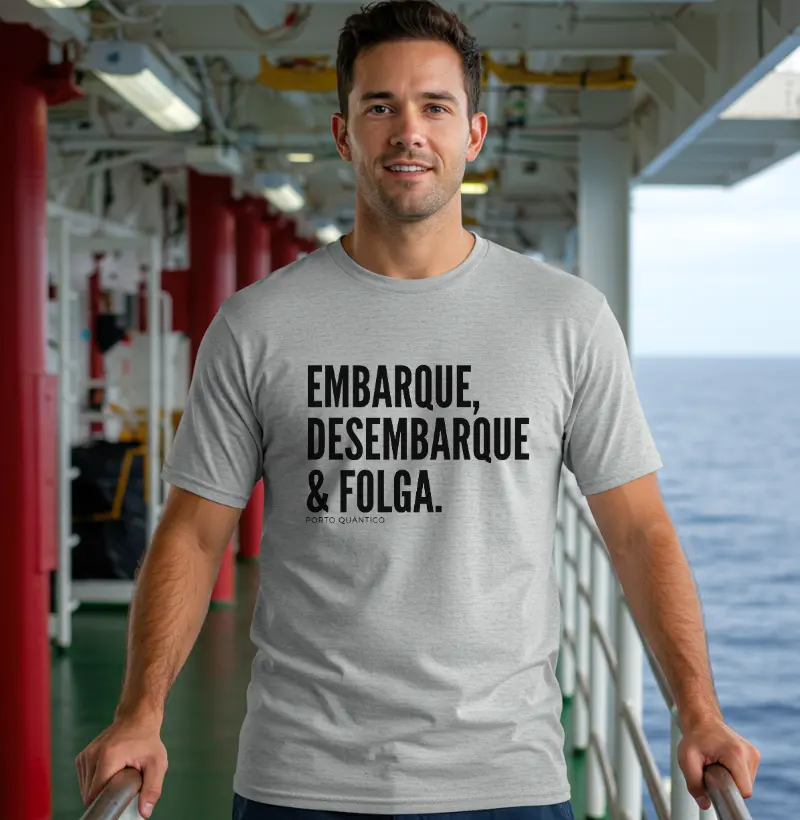 Camiseta Unissex 100% Algodão - Embarque, Desembarque & Folga