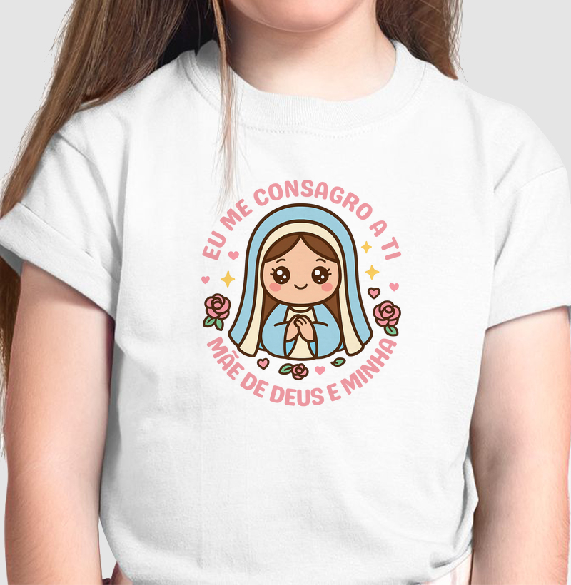 Camiseta Infantil Eu Me Consagro a Ti em Algodão