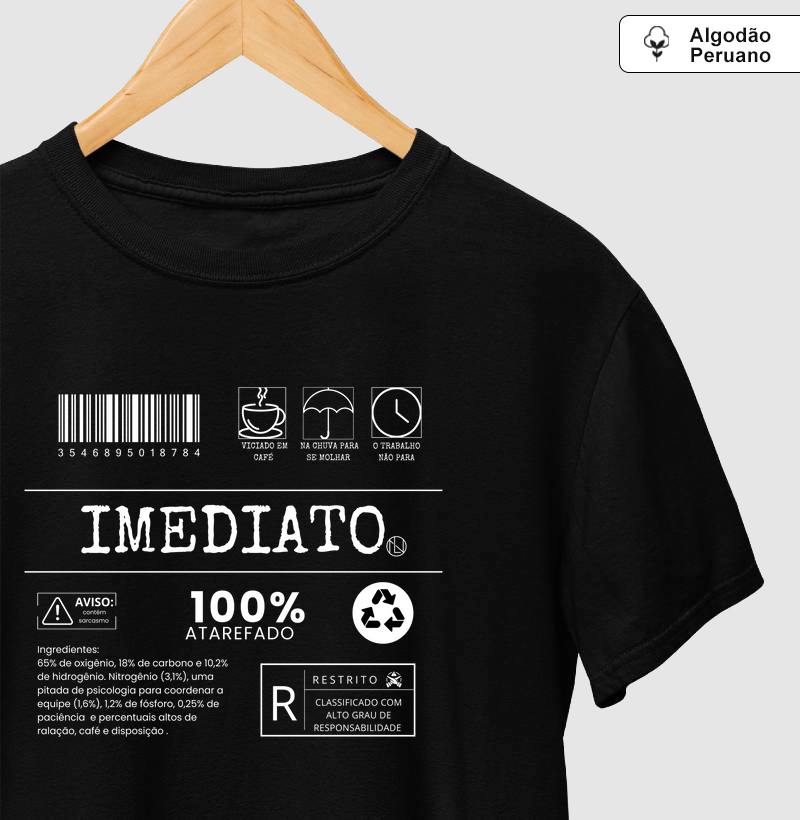 Camiseta algodão peruano Imediato Codigo de Barras algodão peruano 