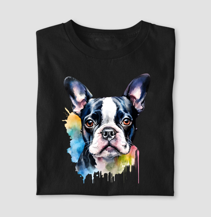 Camiseta Boston Terrier Aquarela