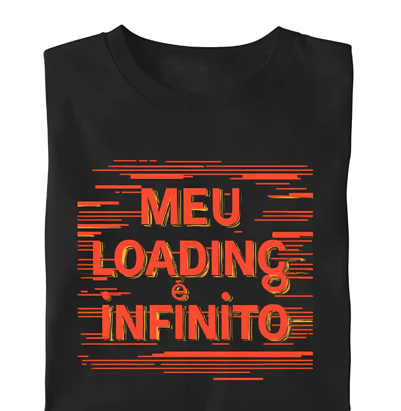 "Meu loading é infinito" com efeito glitch e estética digital