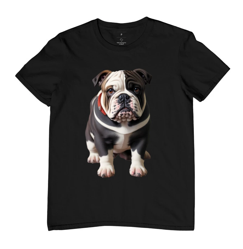 Camiseta Buldogue caramelo, preto e branco
