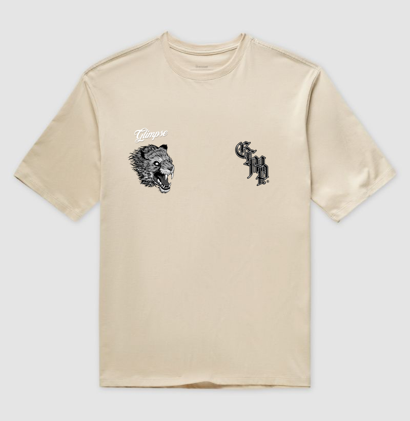 Camiseta Oversized Glimpse Tiger areia.