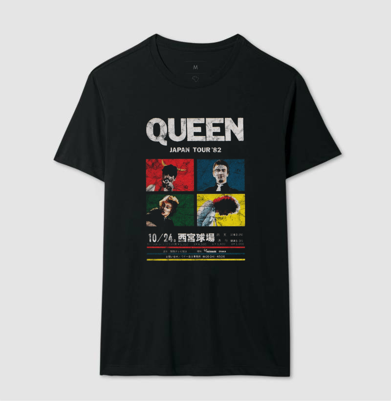 Camiseta Queen | Japan Tour 1982 (Poster | PRETA)