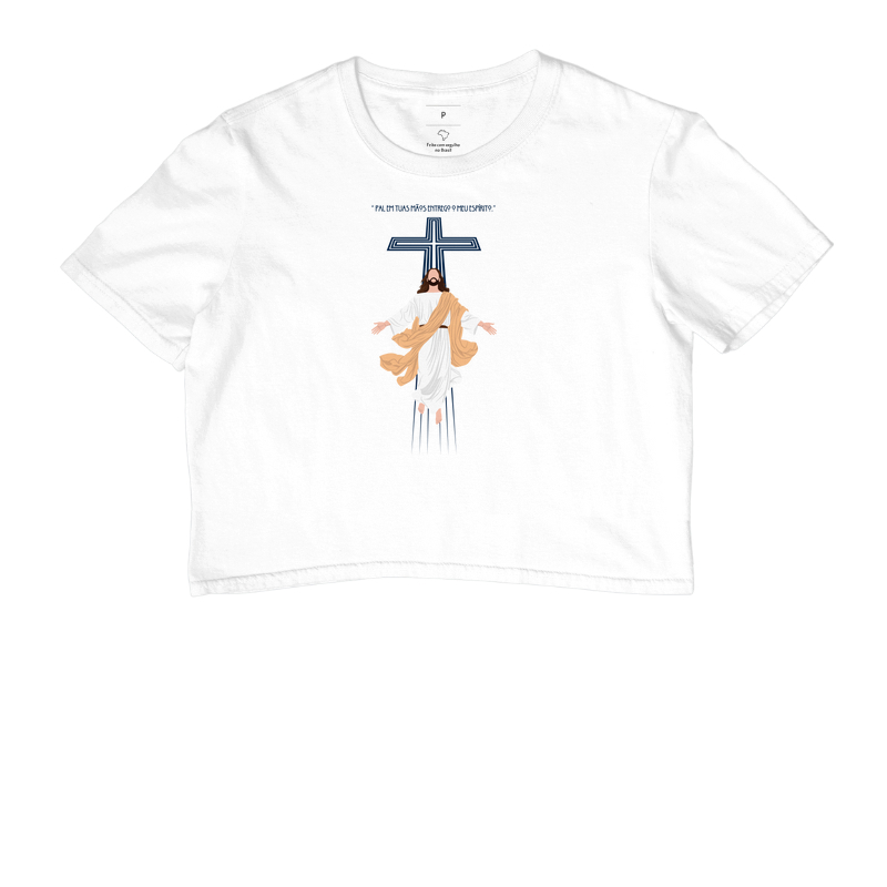 Estampa Jesus Em Tuas Mãos Entrego Branca Fem.