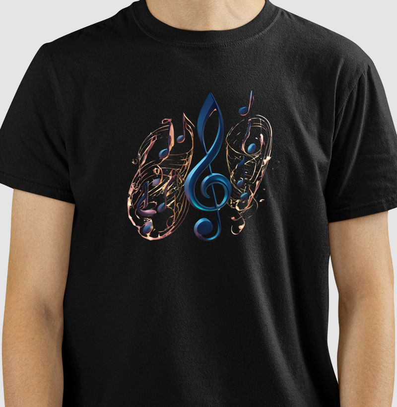 camiseta notas musicais 