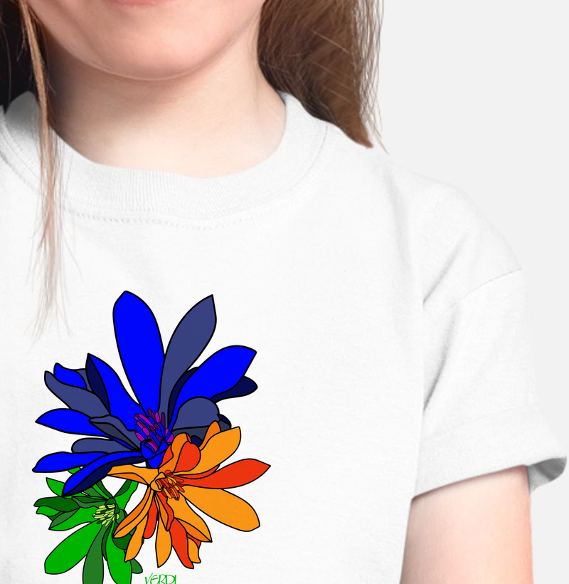 Flores azul, verde,laranja